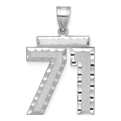 14K White Gold Number 71 Charm Pendant