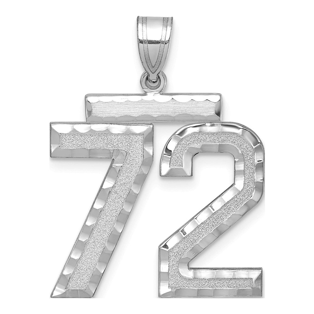 14K White Gold Number 72 Charm
