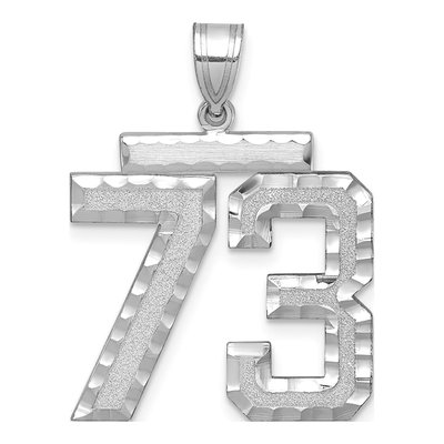 14K White Gold Number 73 Pendant