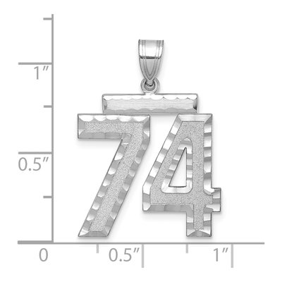 14K White Gold Number 74 Charm – view 2