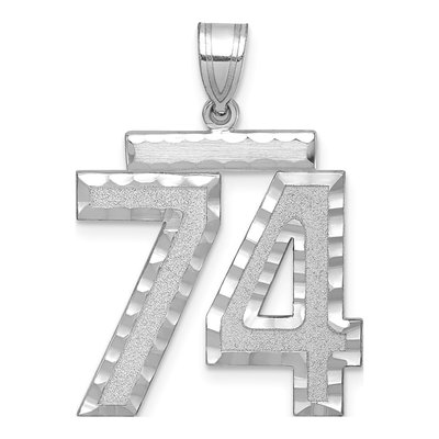 14K White Gold Number 74 Charm