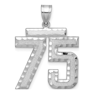 14K White Gold Number 75 Charm