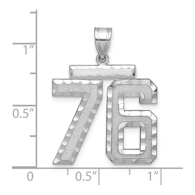14K White Gold Large Number 76 Pendant – view 2