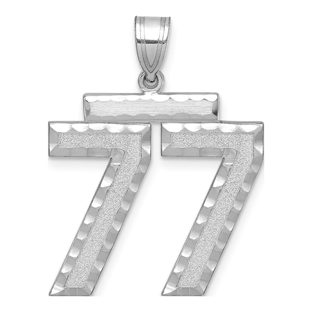 14K White Gold Number 77 Charm
