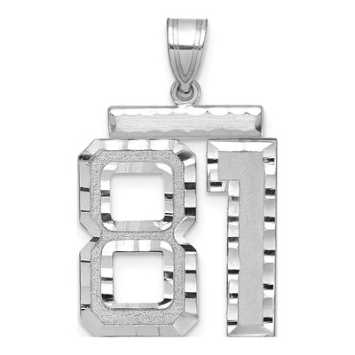 14K White Gold Number 81 Charm