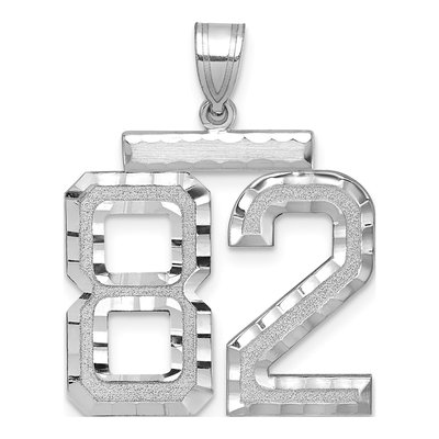 14K White Gold Number 82 Charm