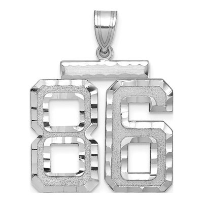 14K White Gold Number 86 Pendant