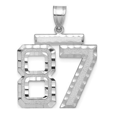 14K White Gold Number 87 Pendant