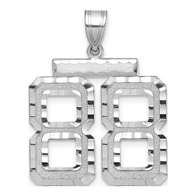 14K White Gold Number 88 Charm