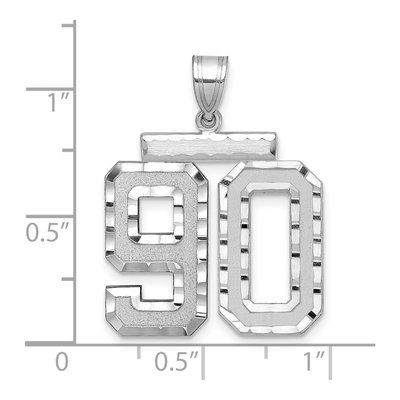 14K White Gold Large Number 90 Pendant – view 2