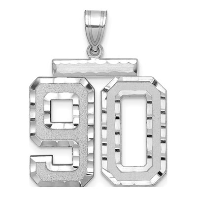 14K White Gold Large Number 90 Pendant
