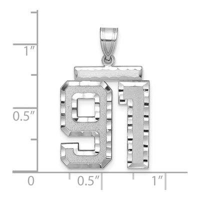 14K White Gold Number 91 Pendant – view 2