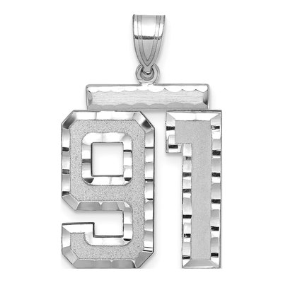 14K White Gold Number 91 Pendant