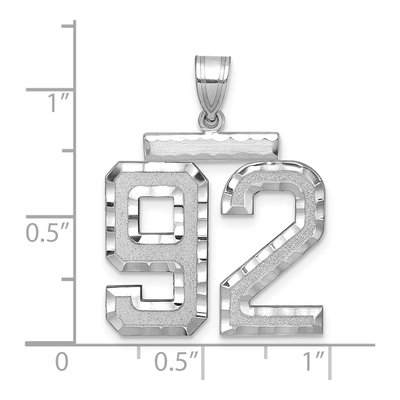 14K White Gold Number 92 Charm | Large Diamond-Cut – view 2