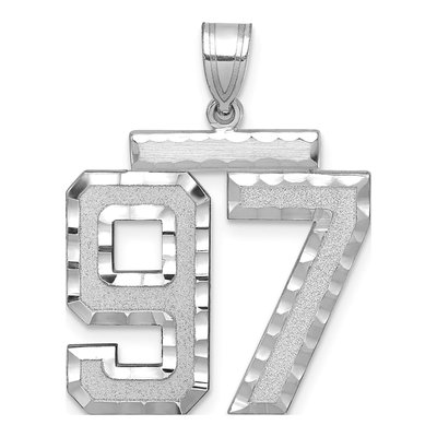 14K White Gold Number 97 Charm