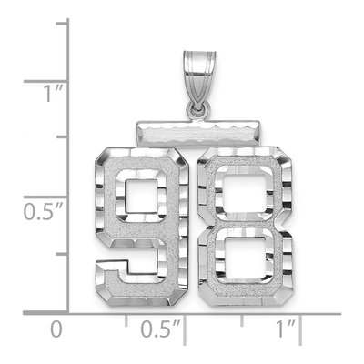 14K White Gold Number 98 Pendant – view 2