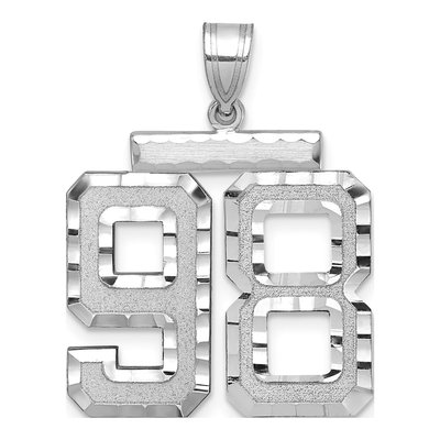 14K White Gold Number 98 Pendant