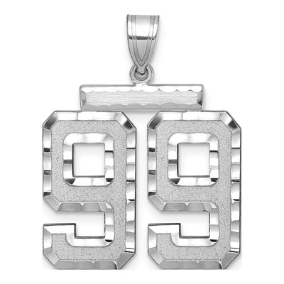 14K White Gold Number 99 Pendant