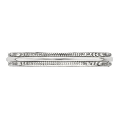 14K White Gold 3mm Domed Milgrain Wedding Band – view 4