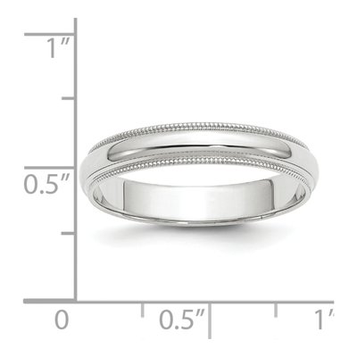 14K White Gold 4mm Domed Milgrain Wedding Band – view 5
