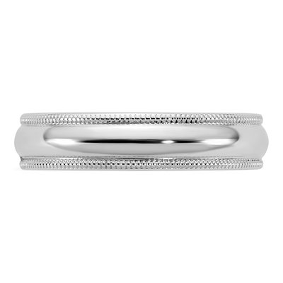 14K White Gold 4.5mm Milgrain Half Round Wedding Band – view 3