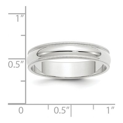 14K White Gold 5mm Domed Milgrain Wedding Band – view 5