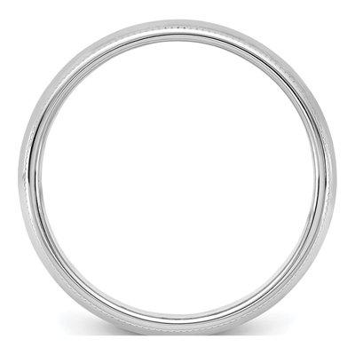14K White Gold 5.5mm Milgrain Half Round Wedding Band – view 2