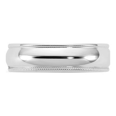 14K White Gold 5.5mm Milgrain Half Round Wedding Band – view 3