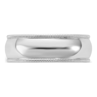 14K White Gold 6.5mm Milgrain Half Round Sz Wedding Band – view 3