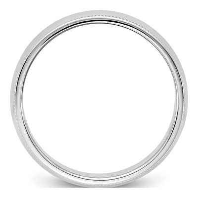 14K White Gold 6.5mm Milgrain Half Round Wedding Band – view 2