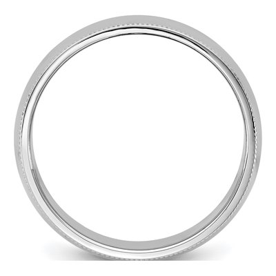 14K White Gold 7mm Milgrain Half Round Wedding Band – view 2
