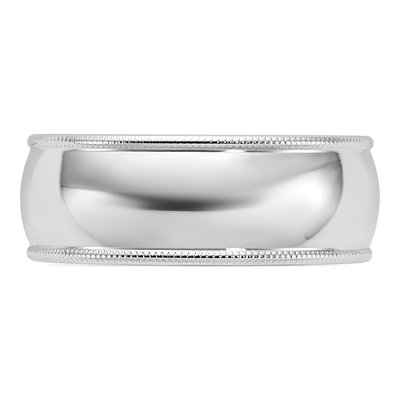 14K White Gold 8mm Domed Milgrain Wedding Band – view 3
