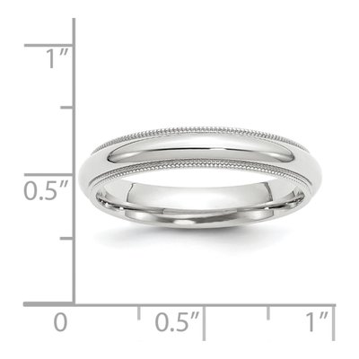 14K White Gold 4mm Domed Milgrain Comfort-Fit Wedding Band – view 3