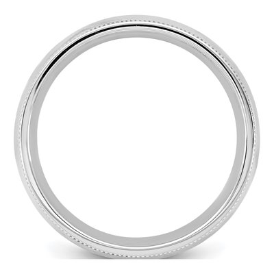 14K White Gold 5.5mm Domed Milgrain Comfort-Fit Wedding Band – view 2