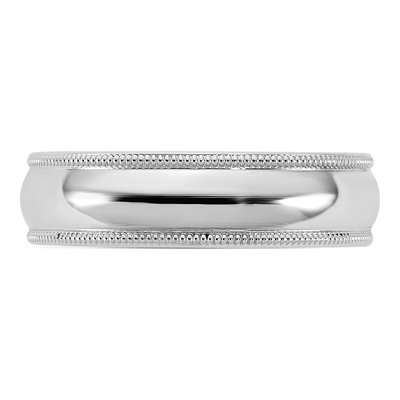 14K White Gold 5.5mm Domed Milgrain Comfort-Fit Wedding Band – view 3