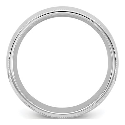 14K White Gold 6.5mm Domed Milgrain Comfort-Fit Wedding Band – view 2