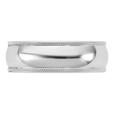 14K White Gold 6.5mm Domed Milgrain Comfort-Fit Wedding Band – view 3