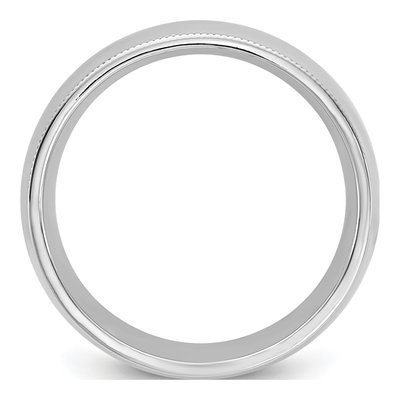 14K White Gold 7mm Domed Milgrain Comfort-Fit Wedding Band – view 2