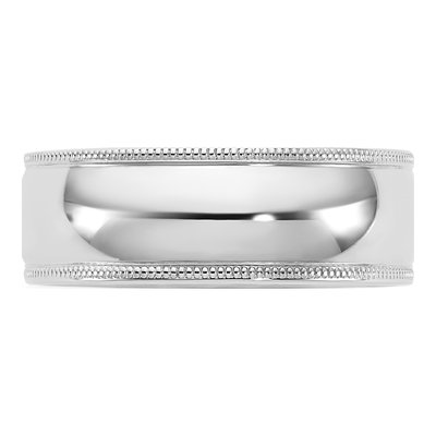 14K White Gold 7mm Domed Milgrain Comfort-Fit Wedding Band – view 3