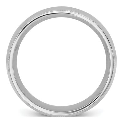 14K White Gold 8mm Domed Milgrain Comfort-Fit Wedding Band – view 2