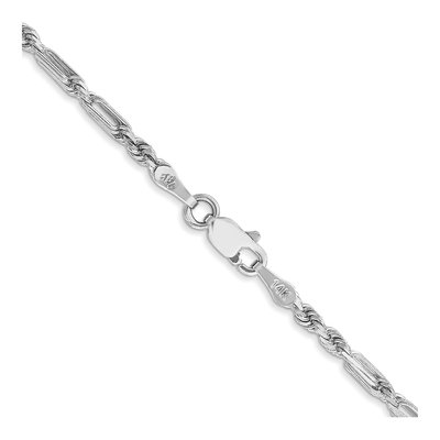 14K White Gold 2.5mm Diamond-Cut Rope Chain – view 4