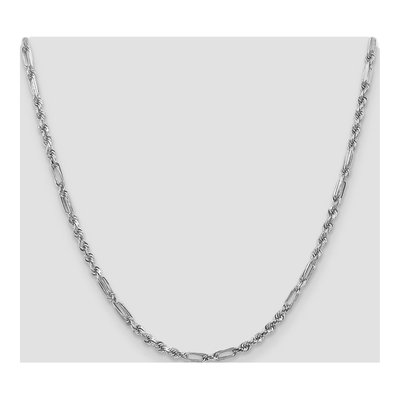 14K White Gold 3mm Diamond-Cut Milano Rope Chain – view 5