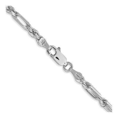 14K White Gold 3mm Diamond-Cut Milano Rope Chain – view 4
