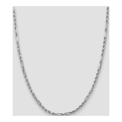 14K White Gold 3mm Diamond-Cut Milano Rope Chain – view 5