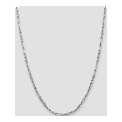 14K White Gold 3mm Diamond-Cut Rope Chain – view 5