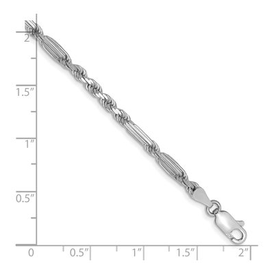 14K White Gold 3mm Diamond-Cut Milano Rope Chain Bracelet – view 3