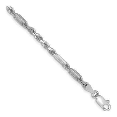 14K White Gold 3mm Diamond-Cut Milano Rope Chain Bracelet