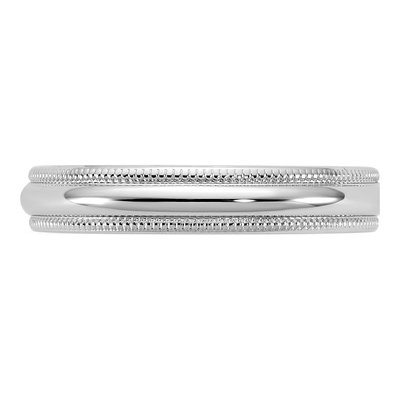 14K White Gold 3.5mm Milgrain Half Round Wedding Band – view 3