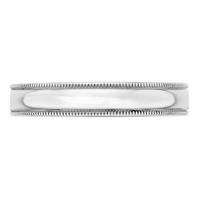 14K White Gold 4mm Domed Milgrain Wedding Band – view 3