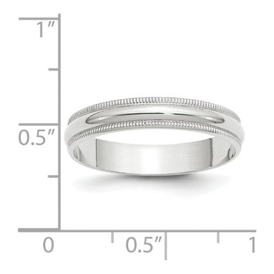 14K White Gold 4mm Domed Milgrain Wedding Band – view 4